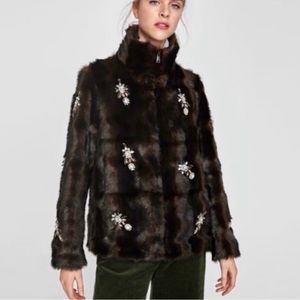 Zara faux fur Trinny jacket rich brown, rare & stunning